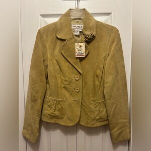 A.M.I. Vintage Suede Leather Blazer Jacket - Peony Color - Medium - Leather